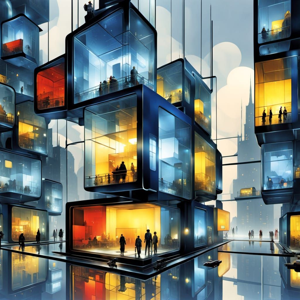 Futuristic city of glass