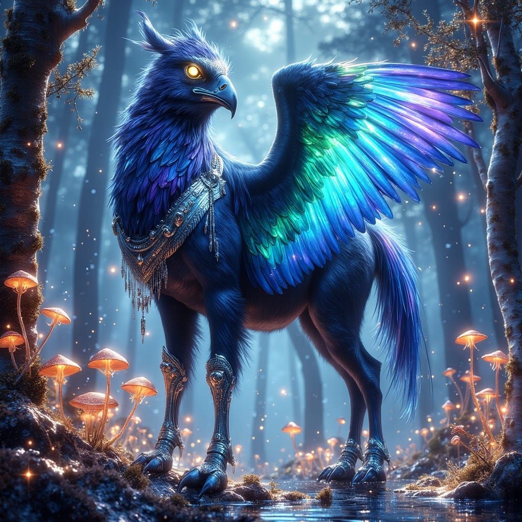 Ethereal Hippogryph in Enchanted Twilight Realm