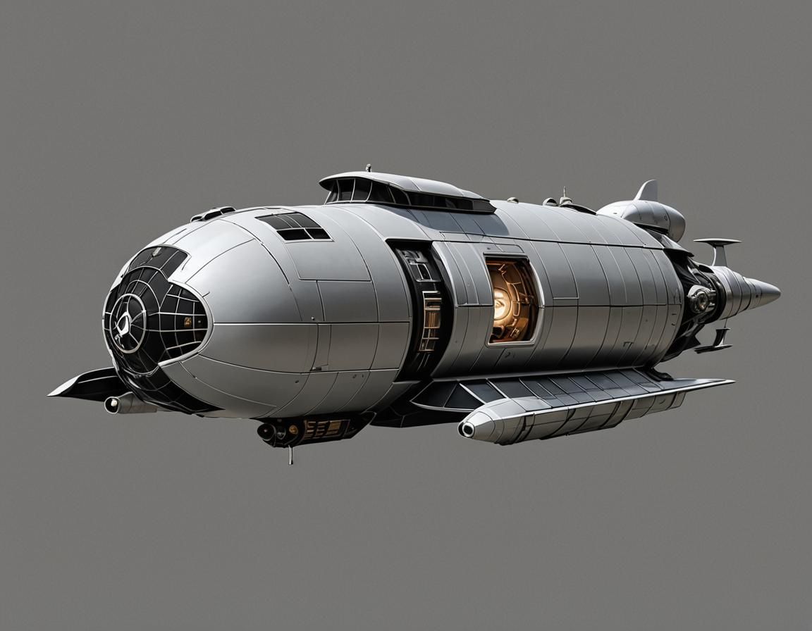 Art Deco Space Freighter Drifting in the Void