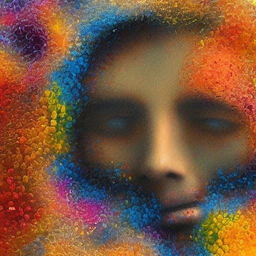 Dreamlike Surrealist Painting of a Person Thinking