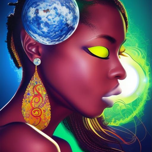 Crystal Eclipse with Ebony Queens: Hyperrealistic Splash Art