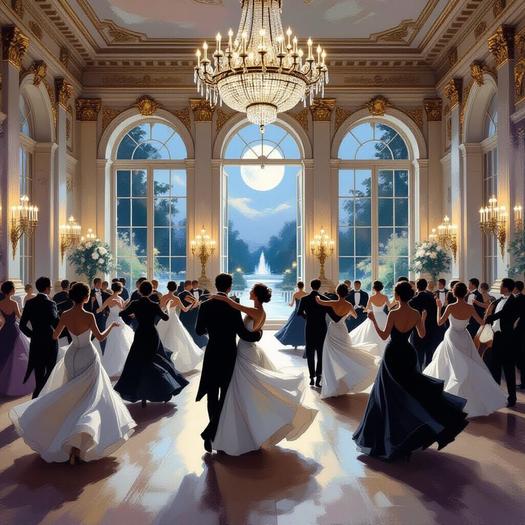 Elegant Ballroom Scene in Romantic Style
