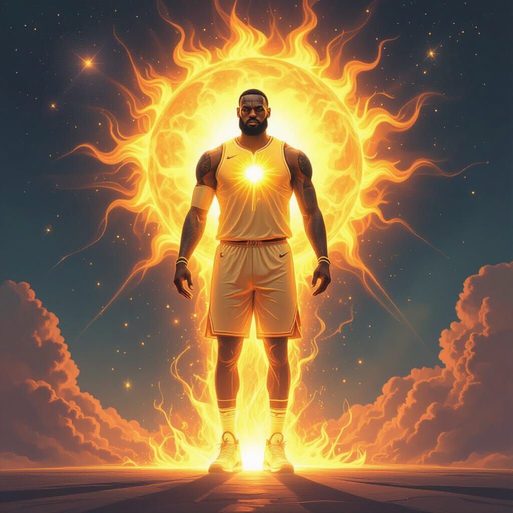 LeBron James Fused With Radiant Sun
