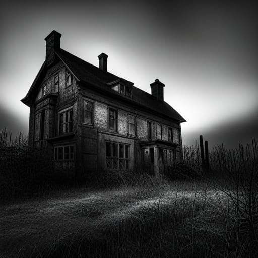 Sinister Suburban House with Shadowy Figure