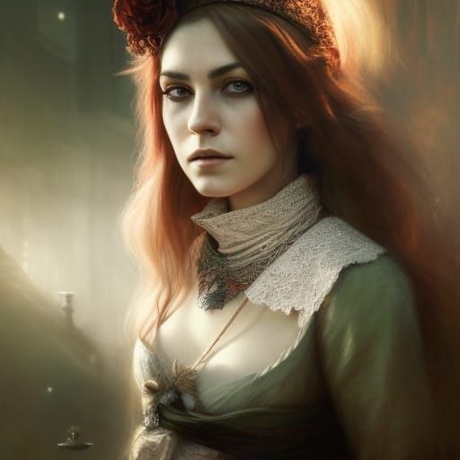 Woman's Portrait with Zentangle and Tie-Dye Details