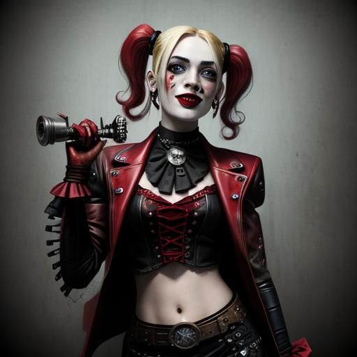 Steampunk Vampire Harley Quinn Digital Art