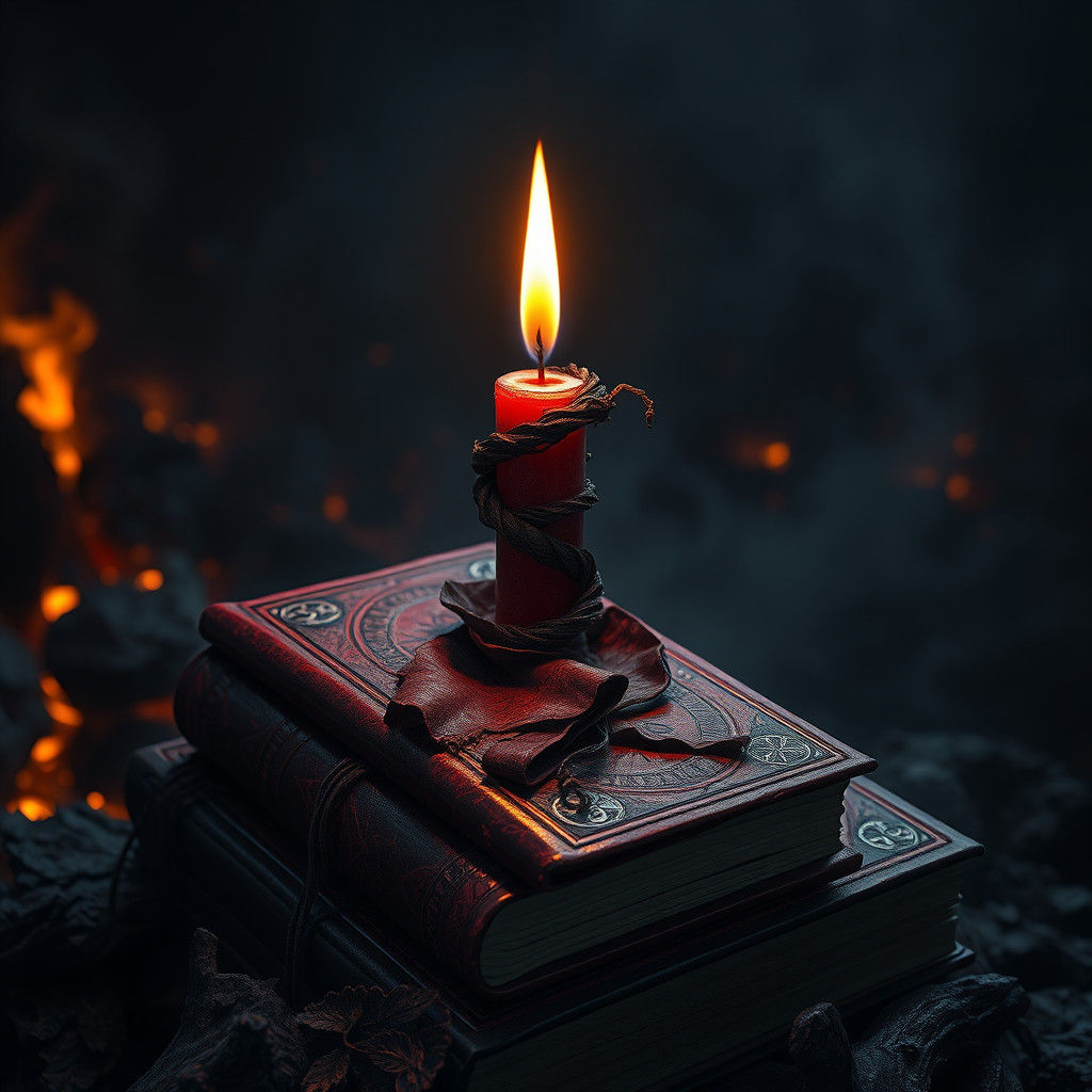 Eldritch Candle in a Haunting Landscape