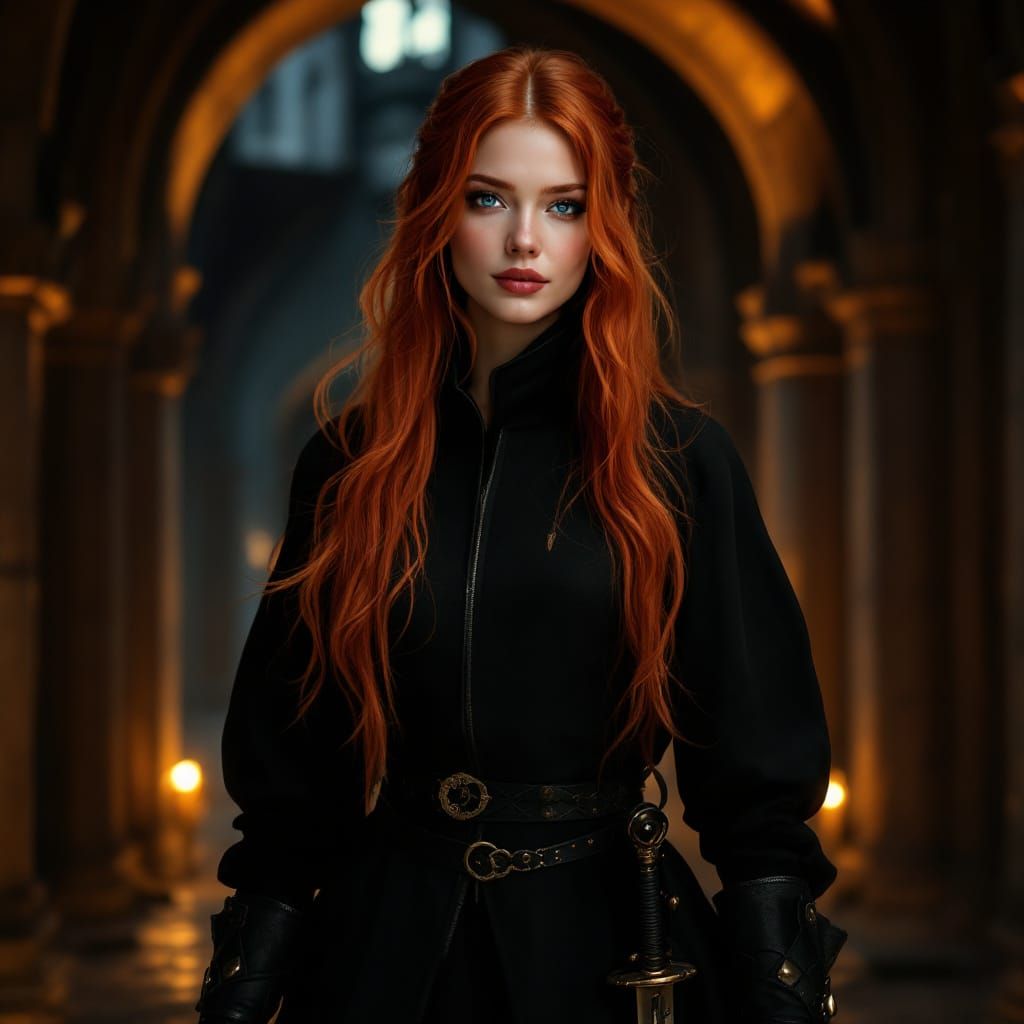 Renaissance Duelist in Art Nouveau Style