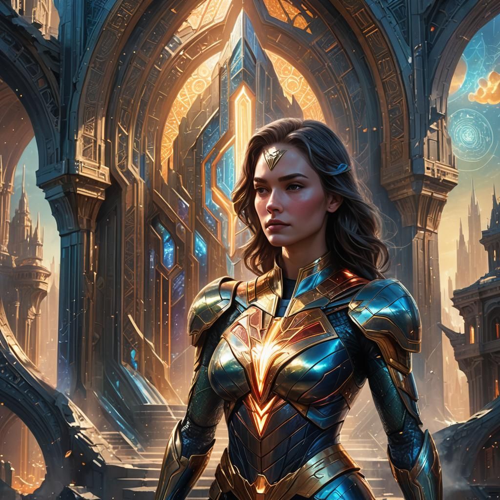 Female Kryptonian in Mystical Landscape: Digital Art