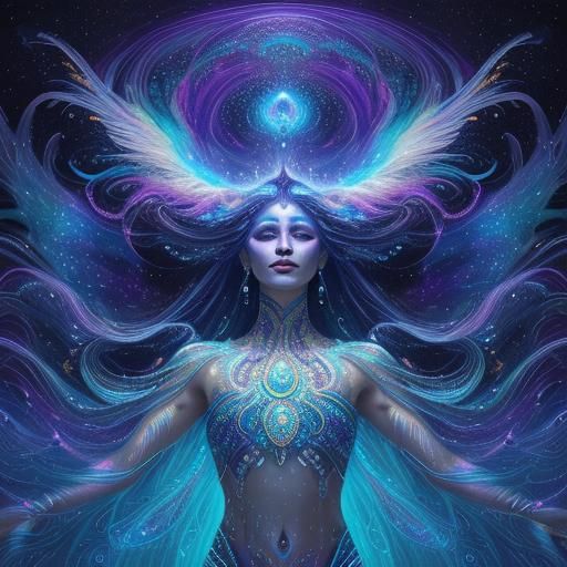 Cosmic Dancer's Astral Tango in Digital Painting Style