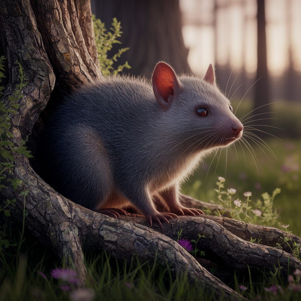 Shrew Beside Tree in Detailed Matte Painting