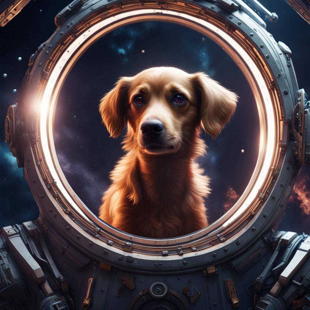 Dog in Space Fantastical Matte Painting
