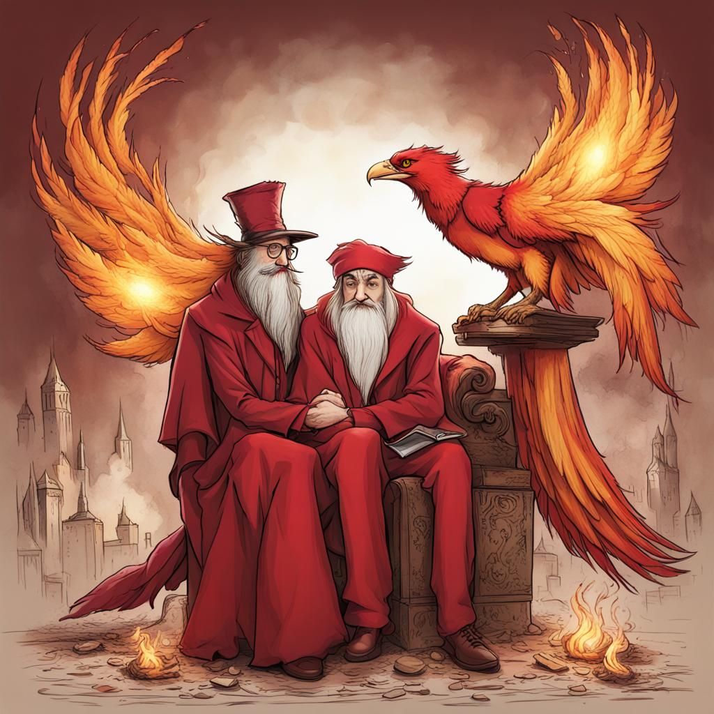 Fawkes the Phoenix with Dumbledore