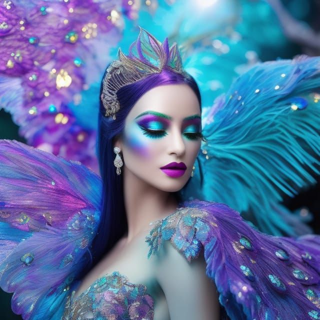 Ethereal Butterfly Woman in Art Nouveau Style