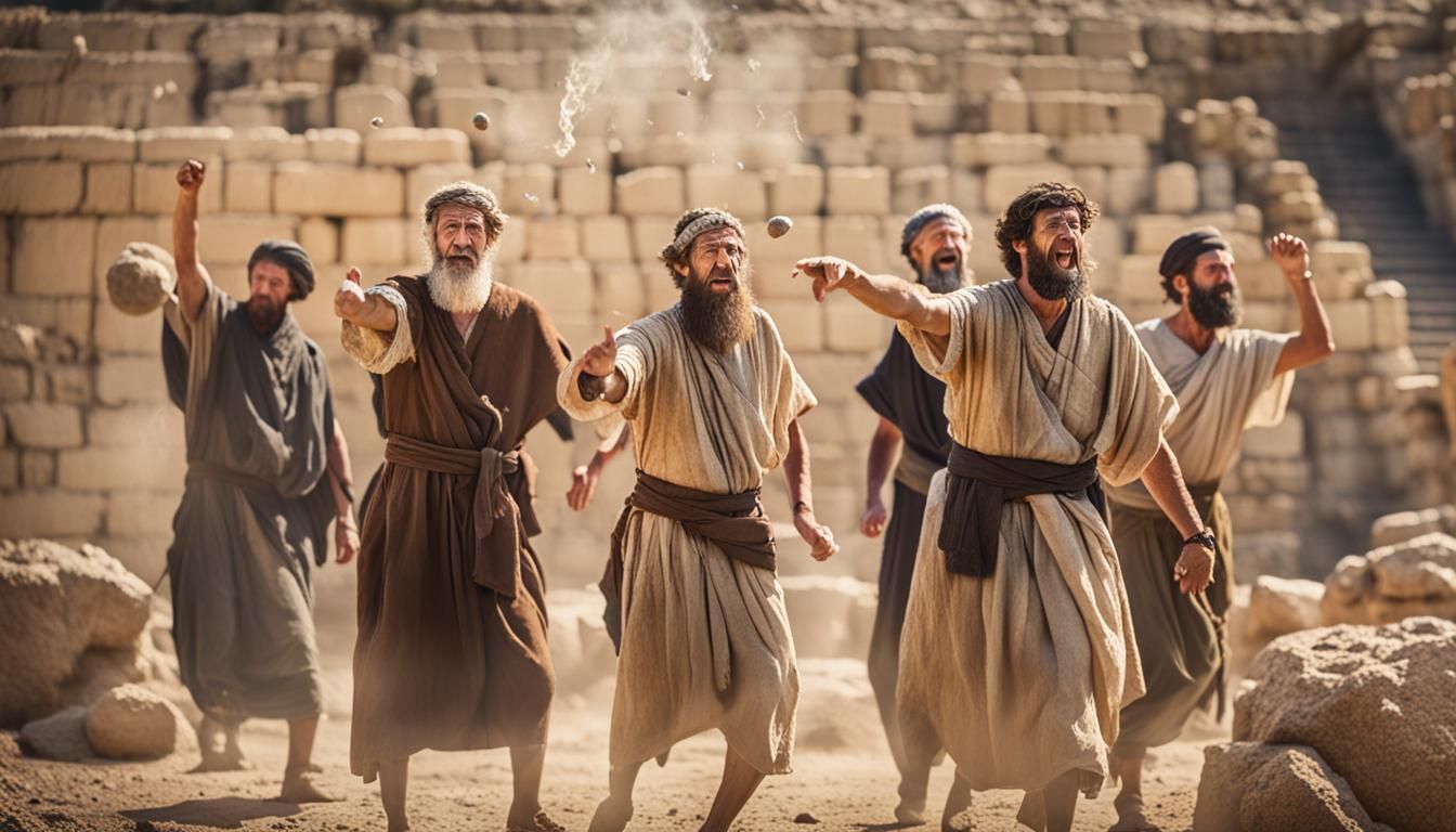 The stoning of Stephen, incited by Saul