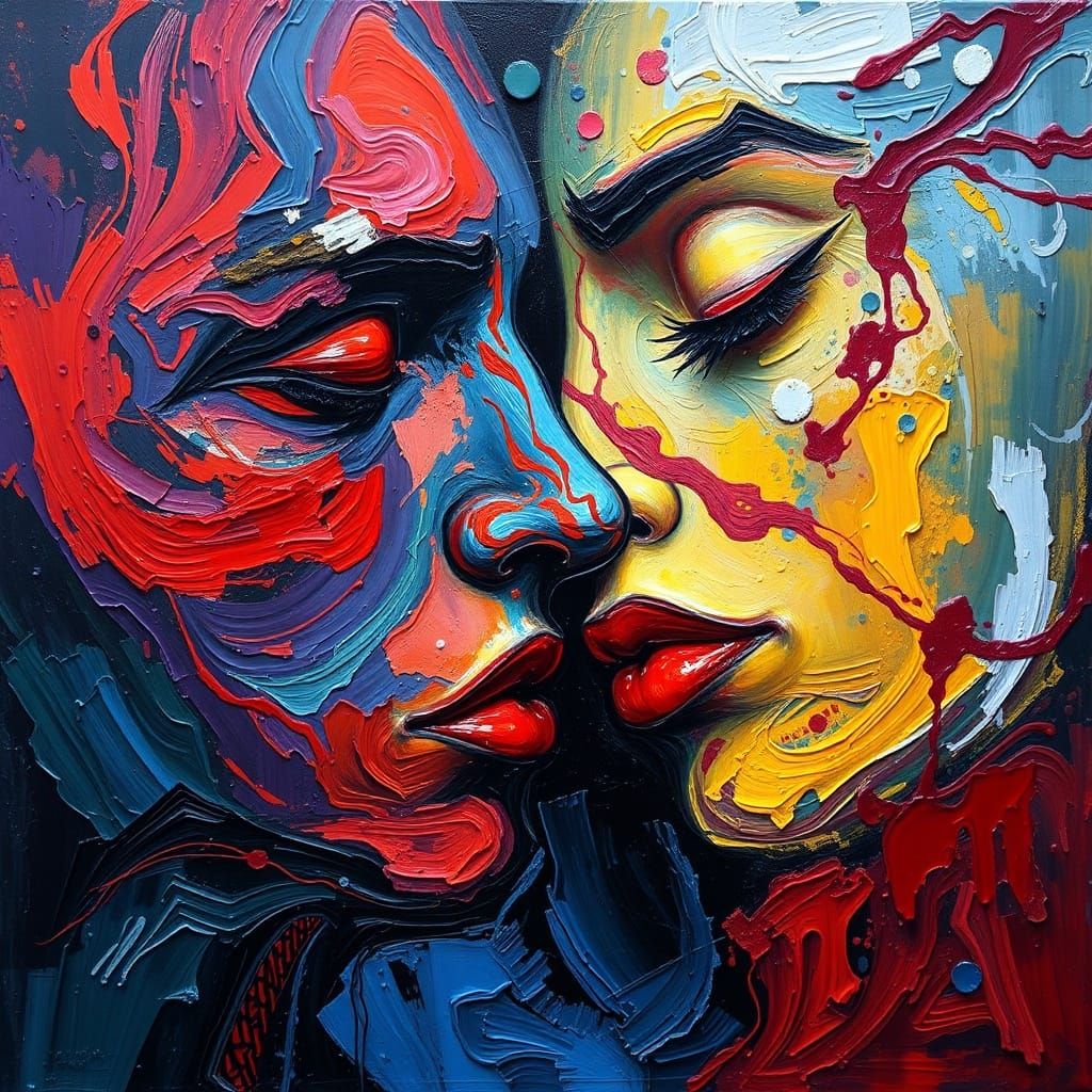 Obsession's Passionate Veins: Neo-Impressionist Oil Painting