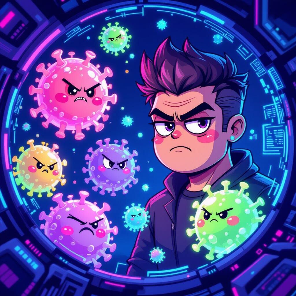 Whimsical Alien Microbes in Neon Glow