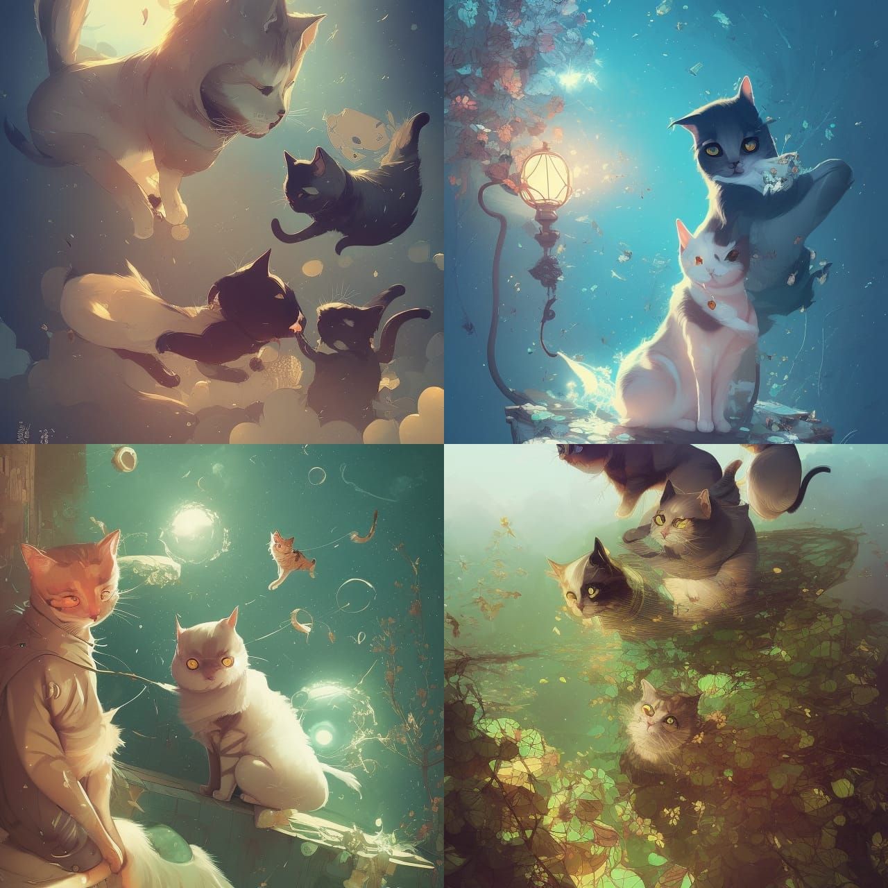 Surreal Hyperdetailed Cats Cel-Shaded Masterpiece