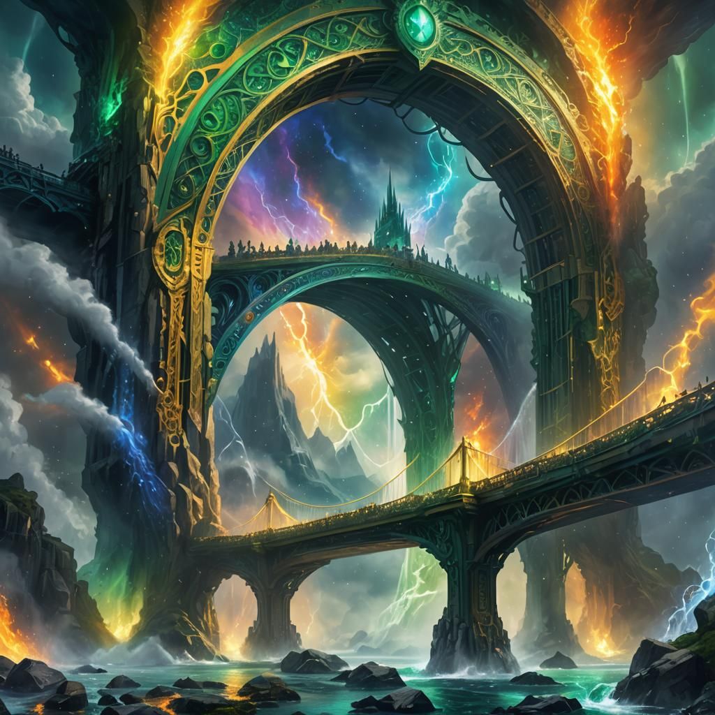 Bifrost Rainbow Bridge Concept Art in Vivid Colors