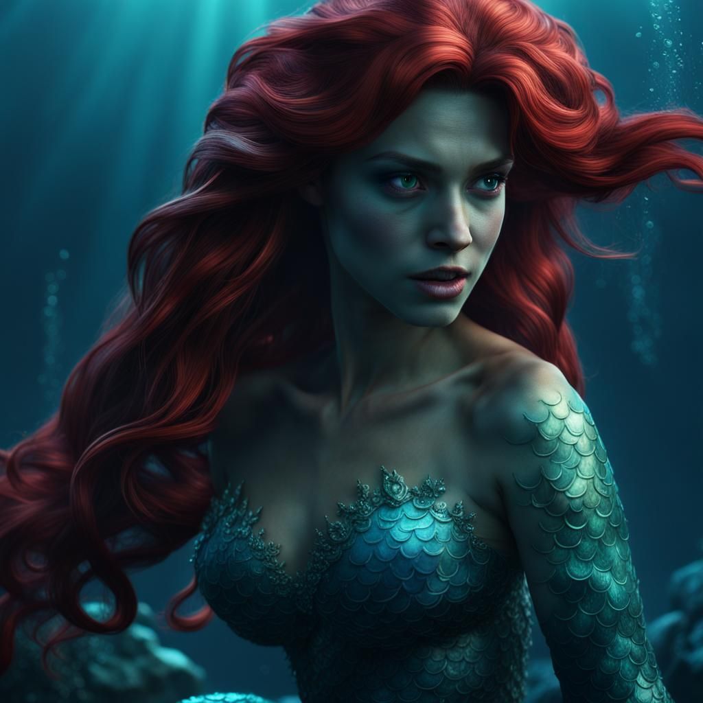 Evil Little Mermaid Dark Fantasy Art
