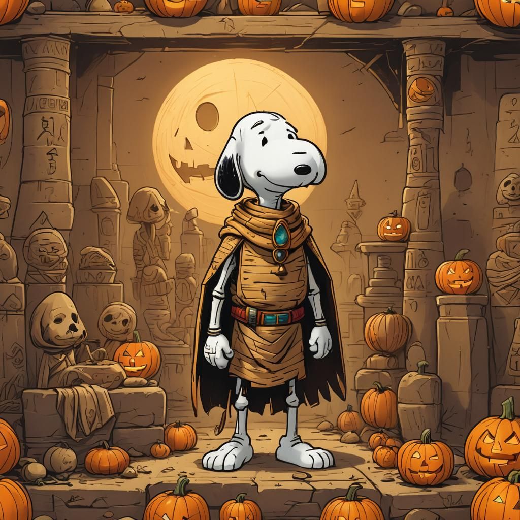Snoopy as Egyptian Mummy in Cartoon Concept Art