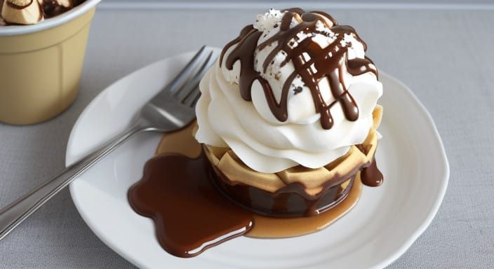 Decadent Creamy Sundae with French Vanilla Ice Cream and Cru...