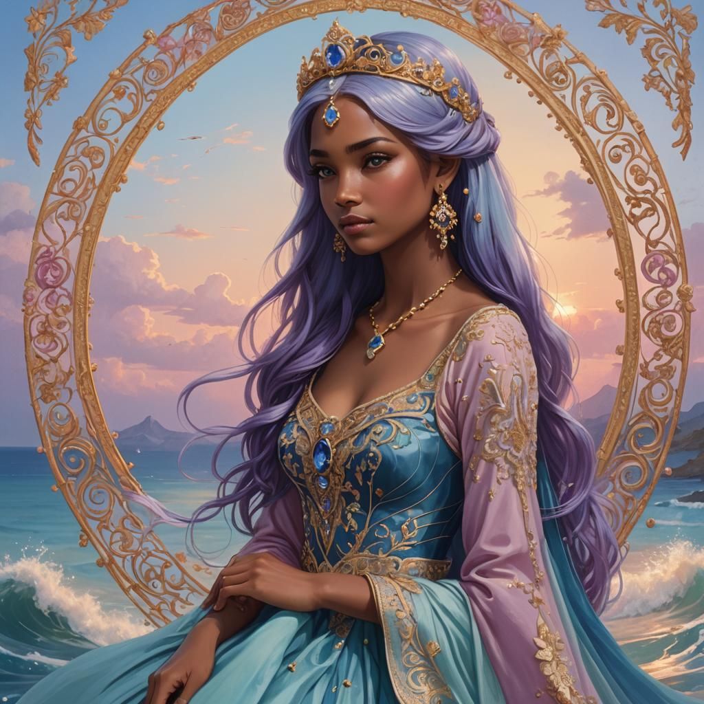 Noble Lady Portrait in Detailed Matte Painting Style