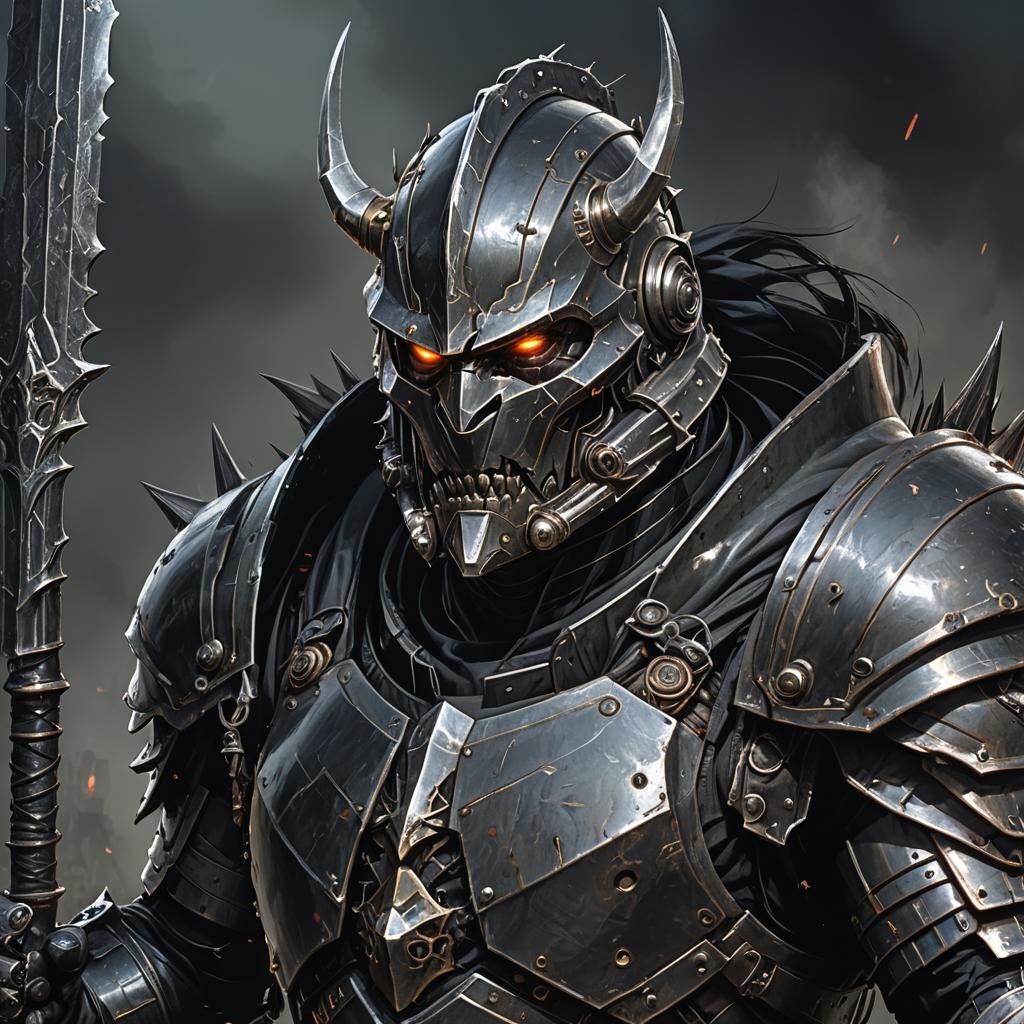 Armored Warrior in Gothic Power Armor Concept Art