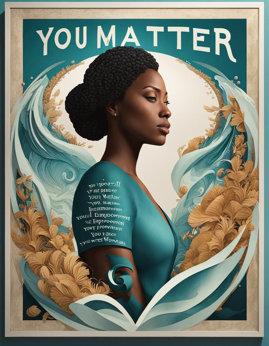 Empowerment Poster with Ocean Woman in 3D