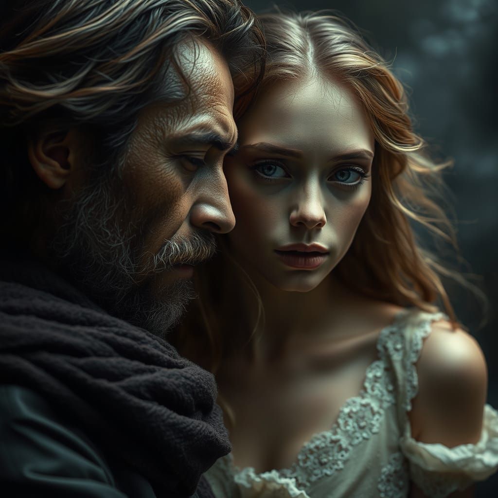 Poet Drawn to Ethereal Muse in Moody Lighting