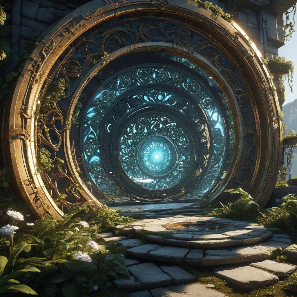 Mystical Portal in Vibrant, Crystalline Glory