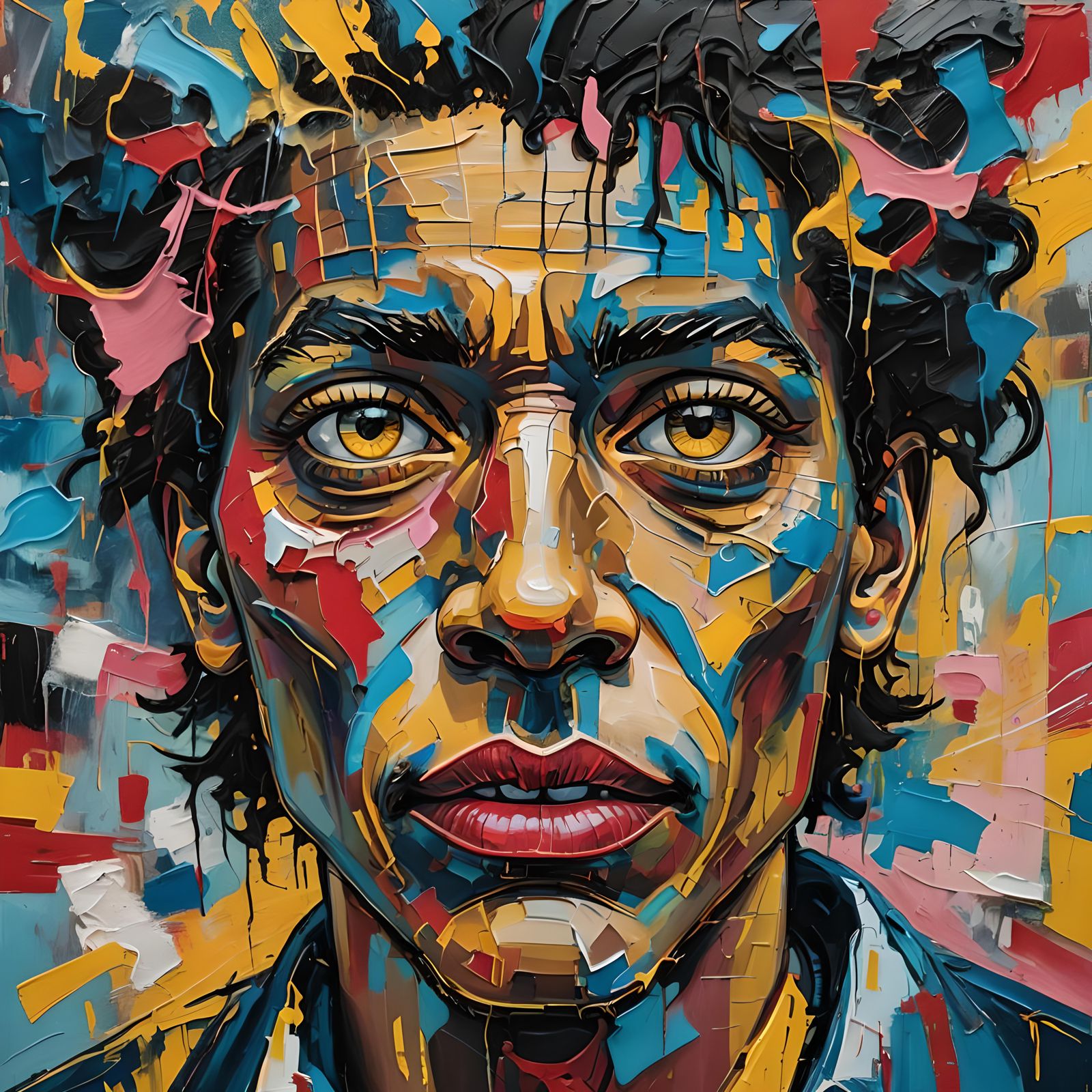 Expressive Abstract Face with Vibrant Colors