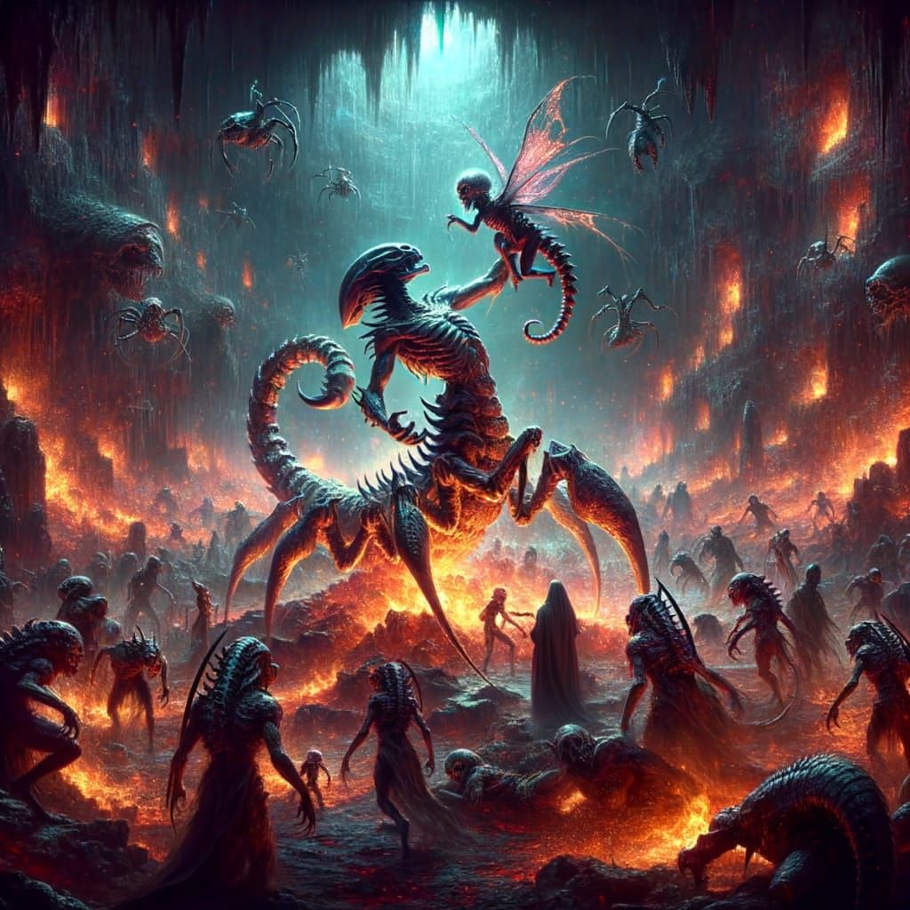 Cinematic Underworld Scene with Scorpion King