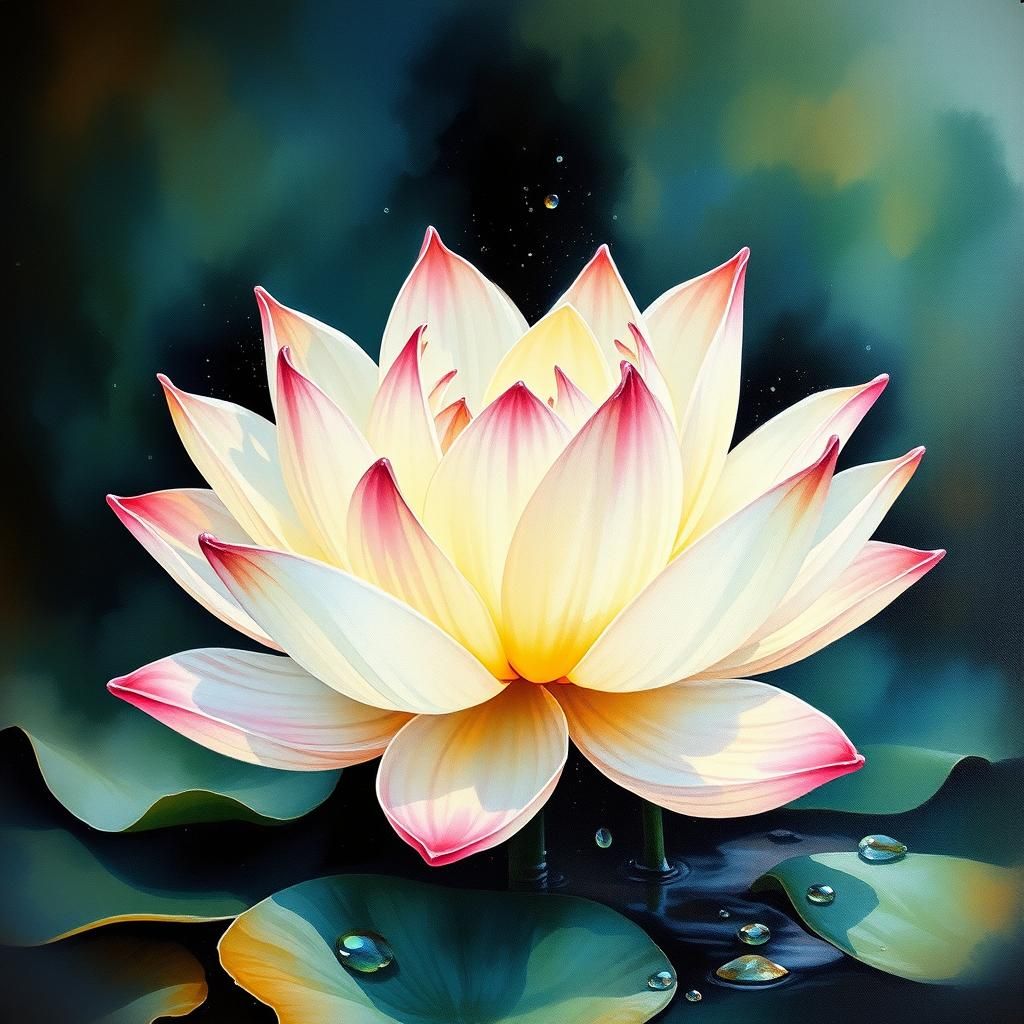 Lotus Jewel: Impressionist Gouache Maximalist Masterpiece