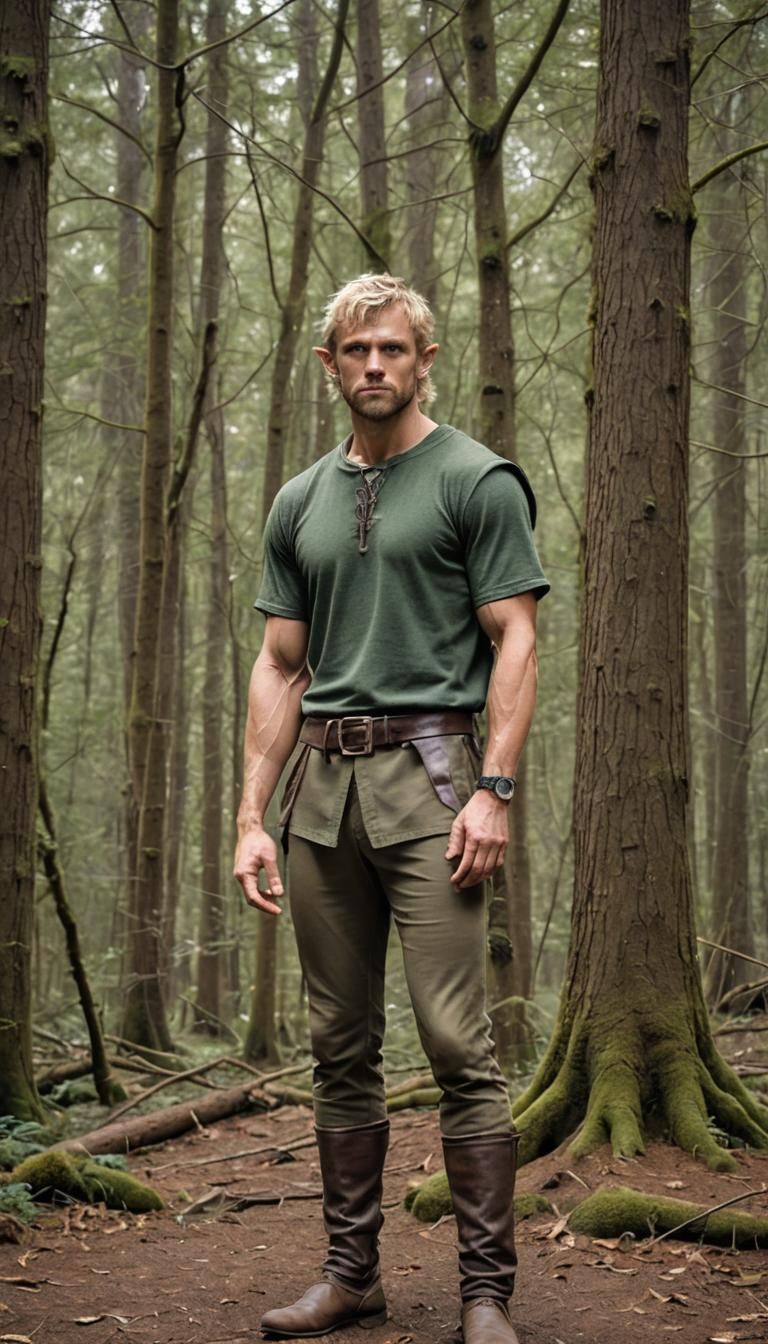 full body picture of handsome muscular lean 30 year old blon...