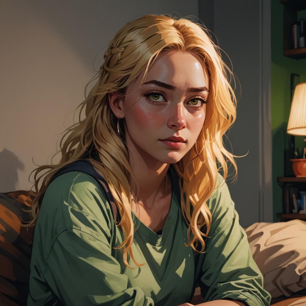 Webcomic Portrait of Woman with Bright Eyes