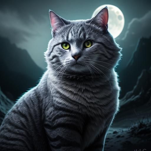 Hyperrealistic Moon Cat in Cinematic Style