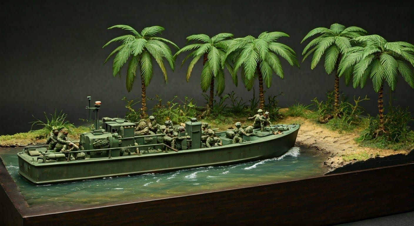 Vietnam War Diorama: River Patrol Ambush in 1:48 Scale