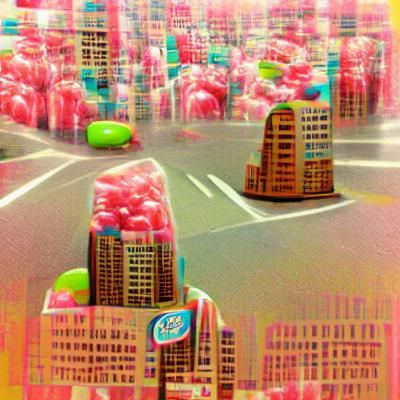 Surreal Candy City: A Sweet Dystopia