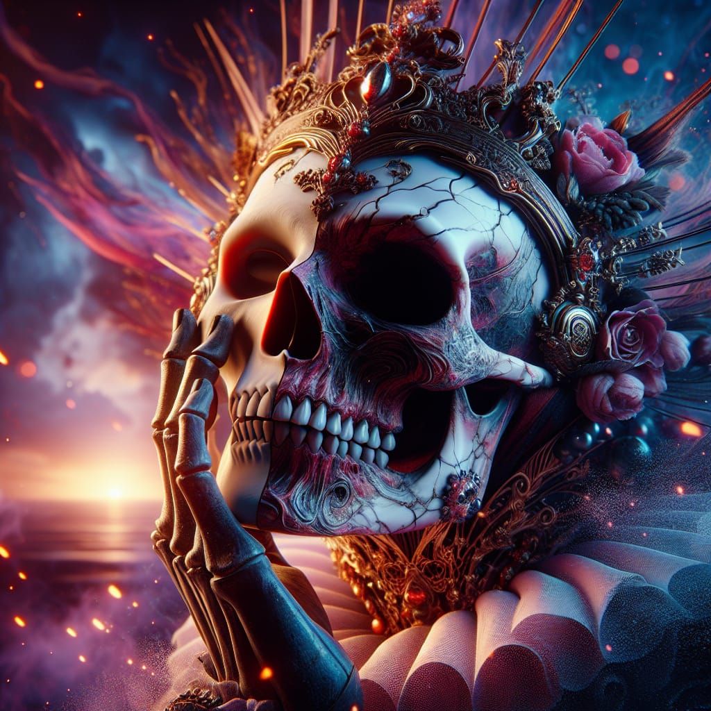 Sinister Fantasy: Porcelain Mask Reveals Skeleton