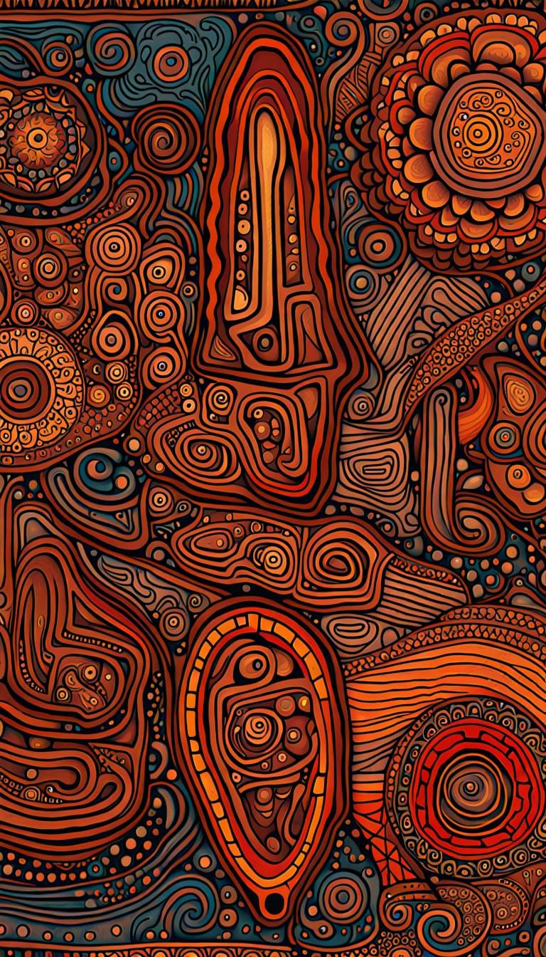 Wollomi Landscape in Australian Aboriginal Art Style