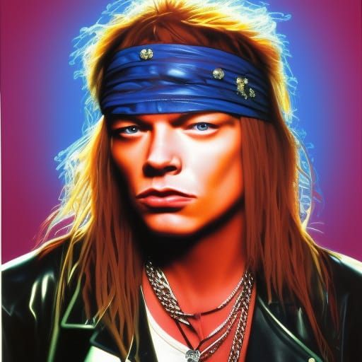 Axl Rose Portrait, Hyperrealistic Splash Art