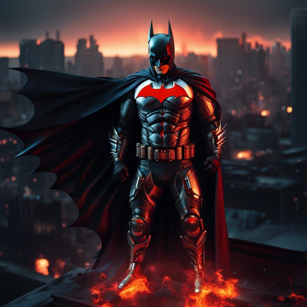 Batman who stands against the fire.