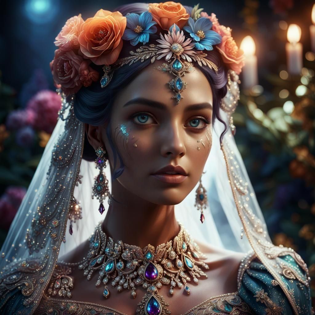 Fantastical Bride Portrait in Detailed Matte Painting