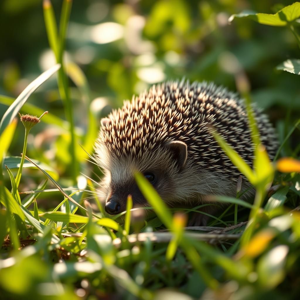 Hedgehog Explores Habitat in Impressionistic Style
