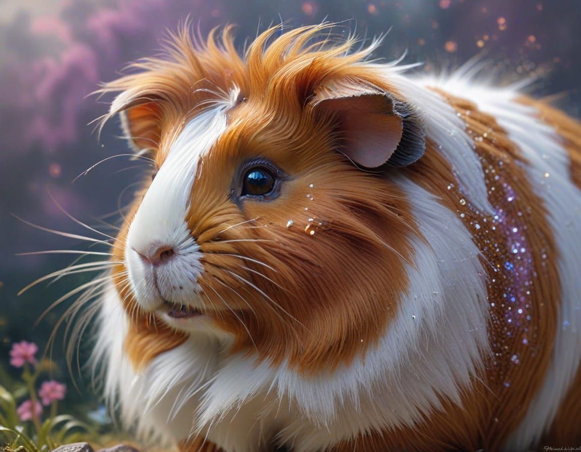 Abyssinian Guinea Pig In Ethereal Fantasy Mist