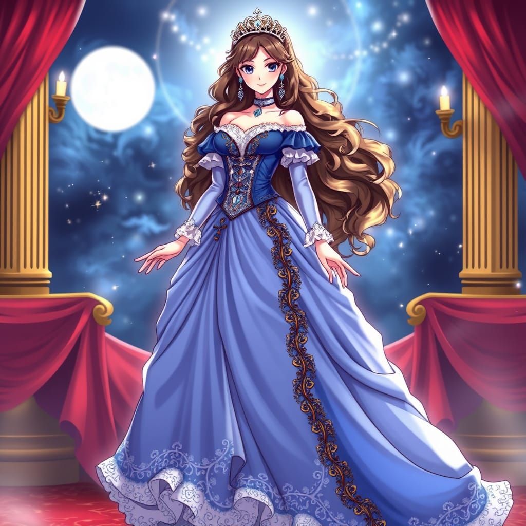 Christine Daae Blue Gown in Anime Style