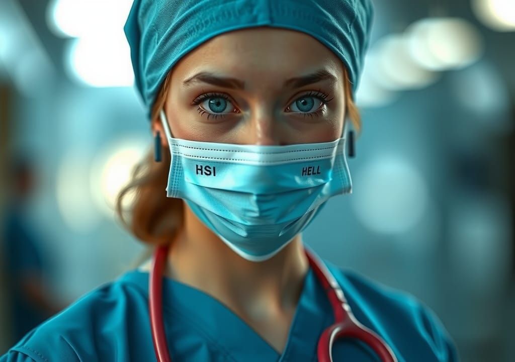 Photorealistic Portrait of a Nurse During a Long Shift
