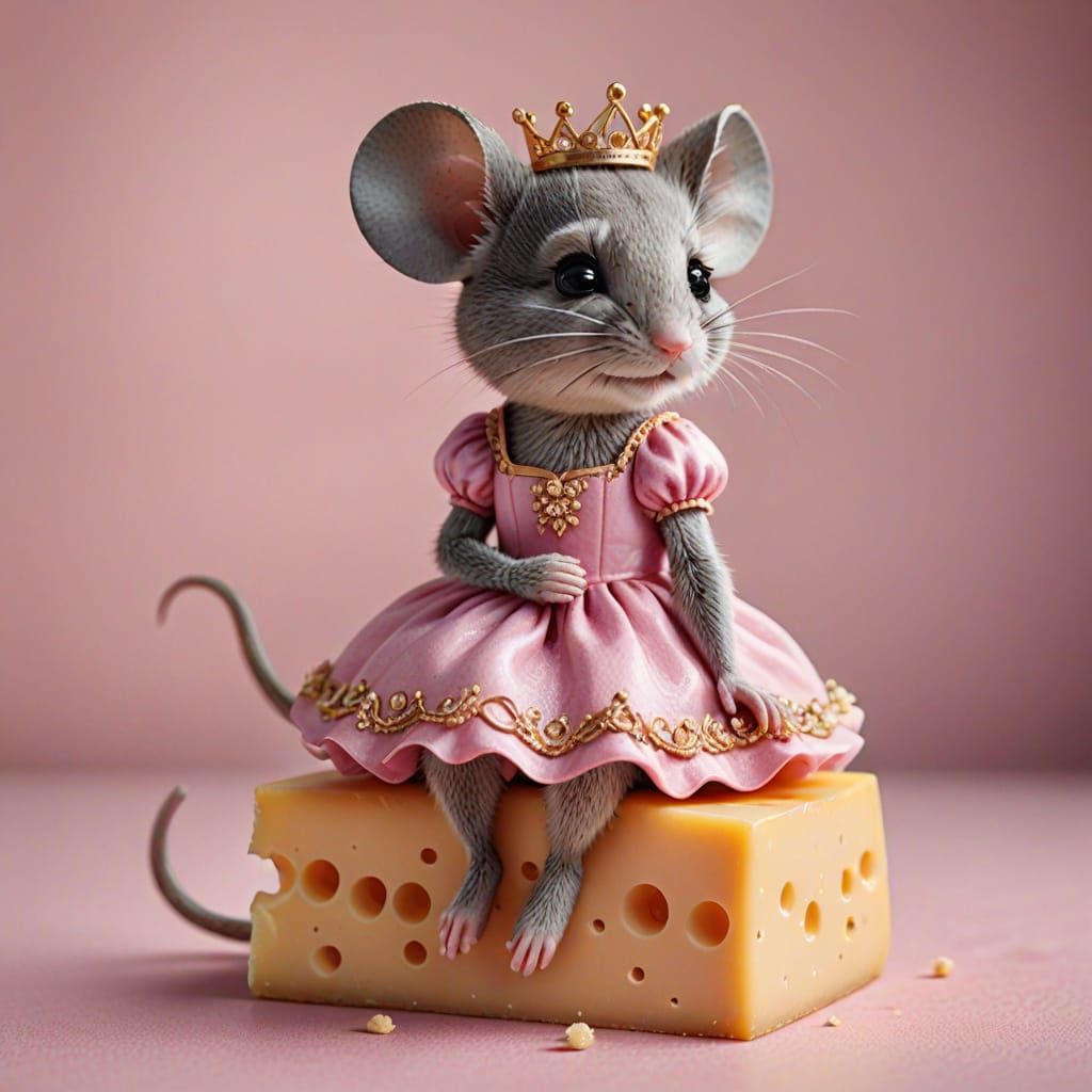 Charming Mouse Princess in a Pink Dress