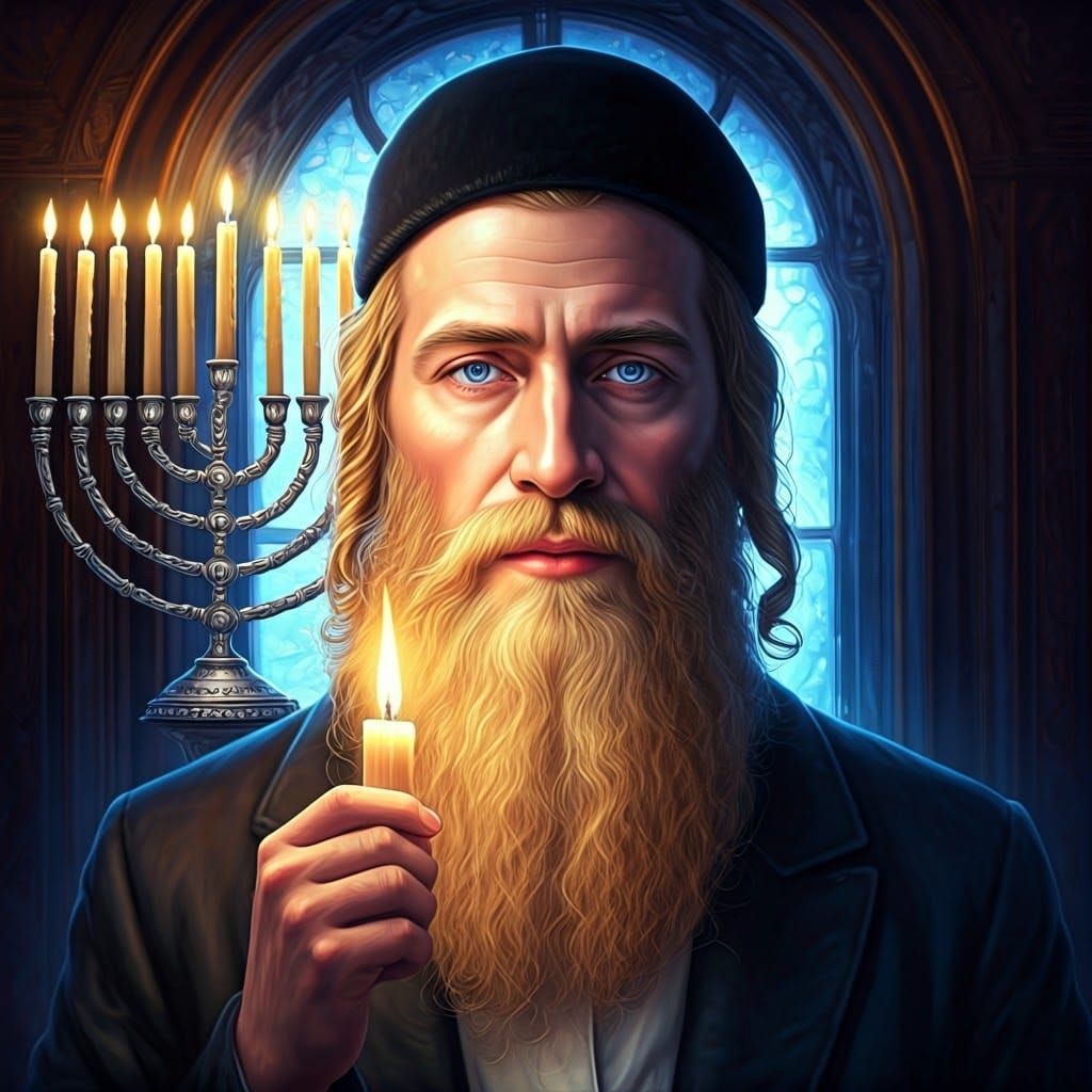 Hasidic Jew with Candle in Splash Art Style